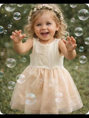 4/$15 Cream and Yellow Tulle Toddler Dress 2t Girls Summer